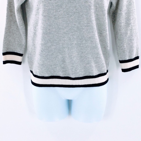 Minnie Rose Cashmere Sweater Gray Crewneck Rear Cut Out Cropped 3/4 Sleeve Sz XS - Picture 4 of 12